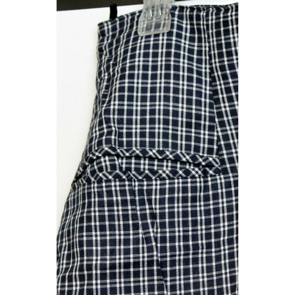 Cygne Design Navy White Plaid Lined Business Skirt Womens 14 Slash Pockets Zip - Picture 3 of 8